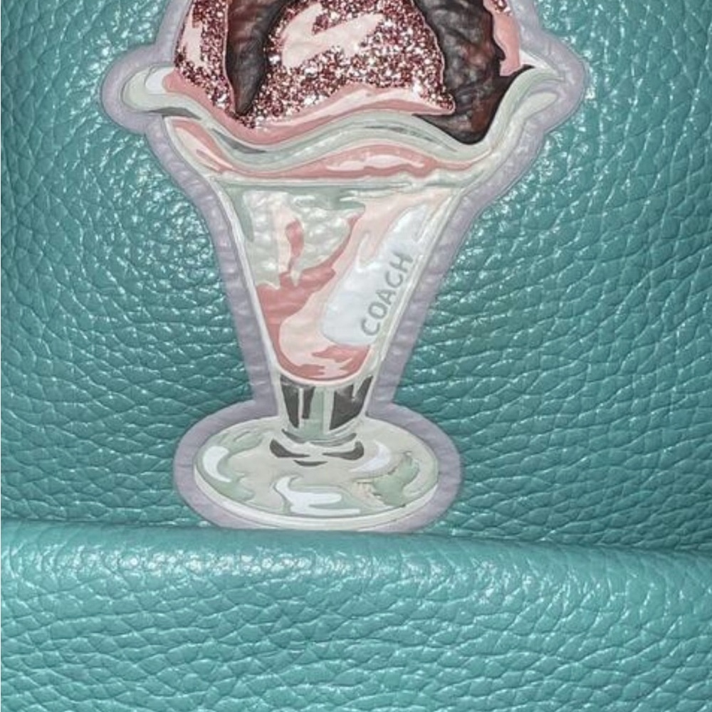 Coach Teal Leather Backpack with Ice Cream Patch